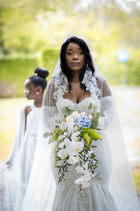 The bride holding her bouquet