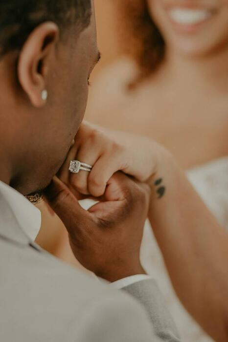 Close-up of the ring hand
